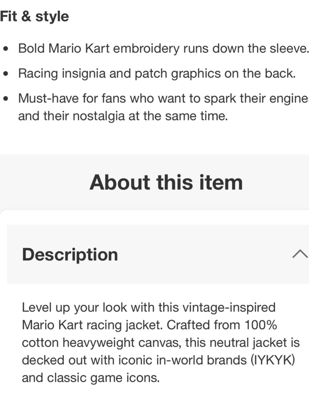 MARIOKART NEW Canvas Racing Jacket -Egret - M - Picture 4 of 7